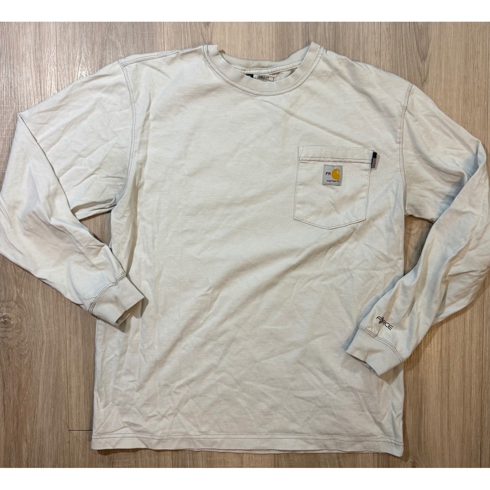 Carhartt FR Flame Resistant Long Sleeve Pocket T-Shirt Loose Fit Mens M Gray